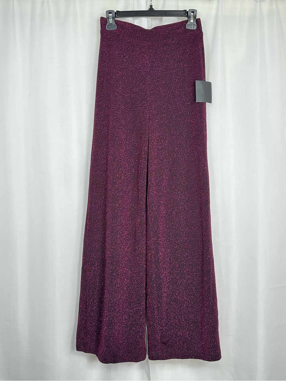 Lulus Sparkle With Merriment Wide Leg Pull On Pants Magenta Metallic Pink S NWT